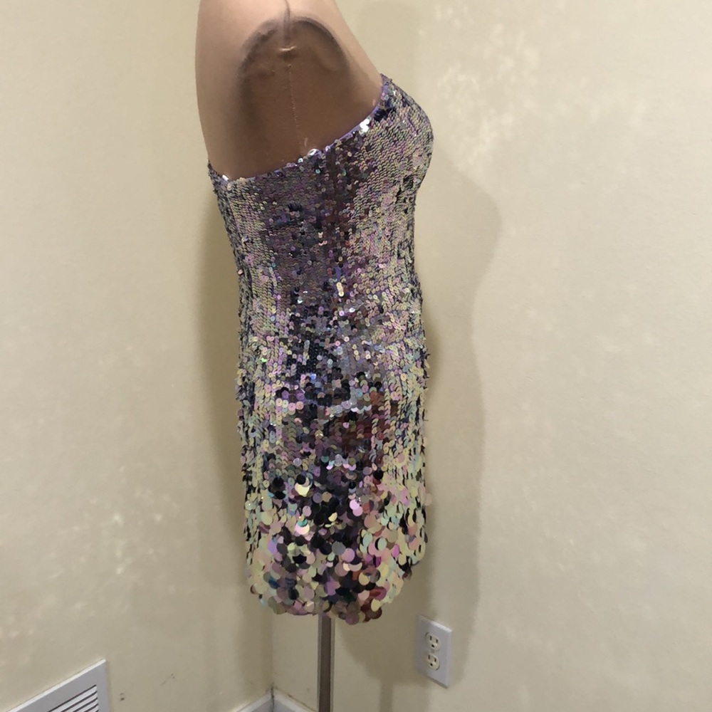 NWT-Sherri Hill Dress Size 8 Lilac Pastel Purple Sequin Mini Style 8433 - Picture 5 of 11